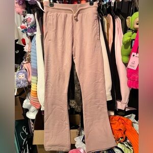 Adidas Beige Flared Sweats with Diamond Gem Logo